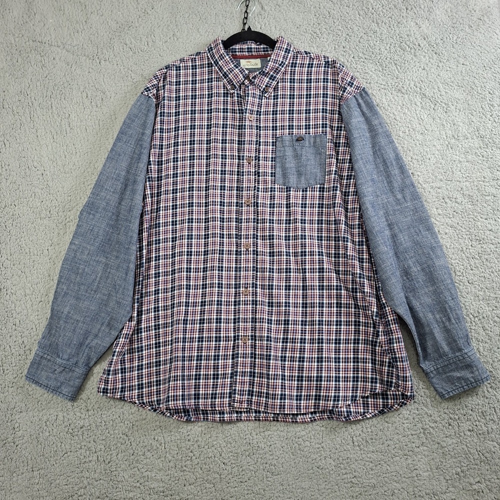 Bob Timberlake Men's XL  Long Sleeve Plaid Denim Patchwork Button Up Chore‎